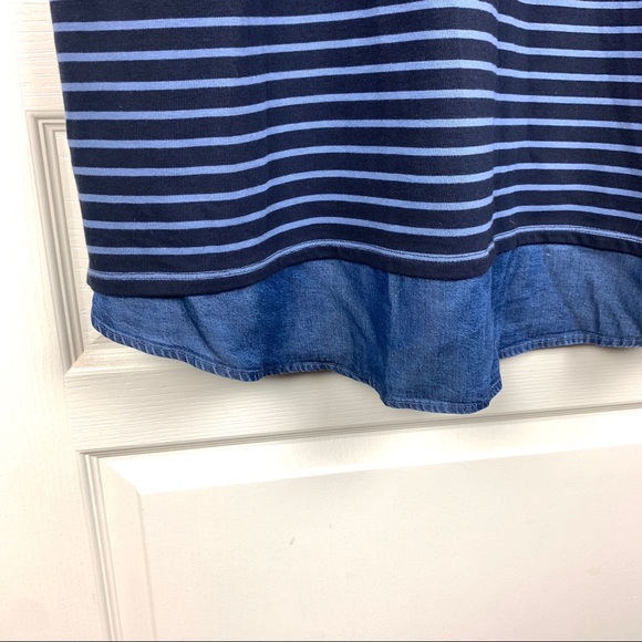 J.Jill Striped Mixed Media Chambray Shirttail Shift Tunic Dress - Picture 5 of 6